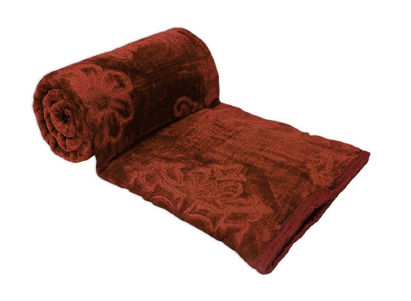 Mink Single Bed Floral Embossed Brown Blanket