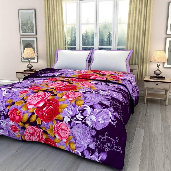 Pink Floral Print Soft and Warm Micro Single Bed Red Blanket