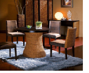 Water Hyacinth Dining Set With Cushion, Water Hyacinth Dining Room Chairs