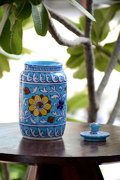 Blue Pottery Storage Container