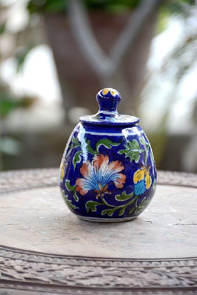 Blue Pottery Sugar Pot