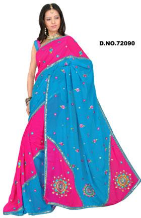 D. No. 72090 Embroidered Sarees