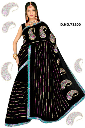 D. No. 73200 Embroidered Sarees