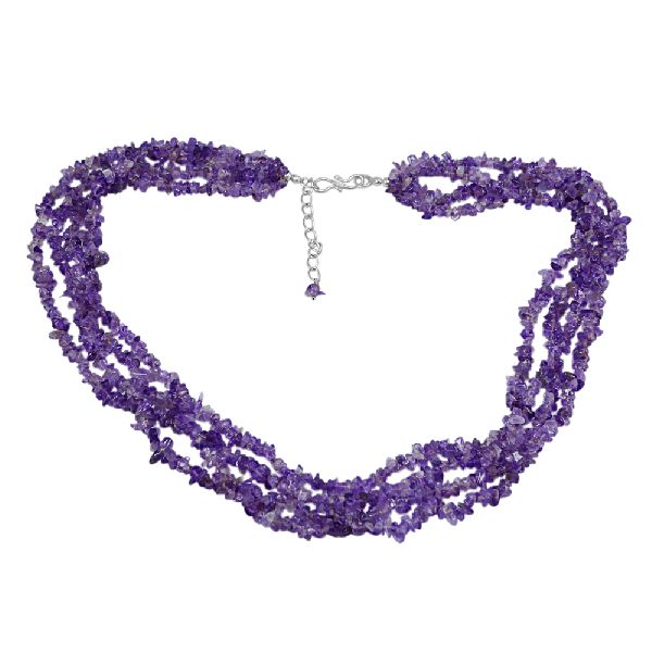 Amethyst Gemstone Chips Necklace, Color : Purple