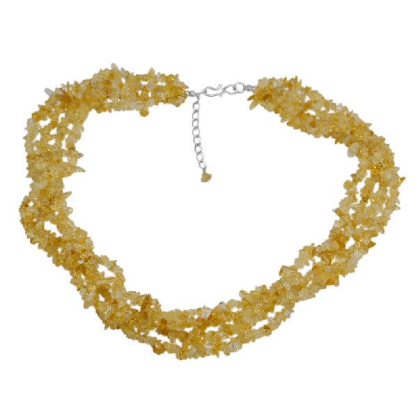 Citrine Gemstone Chips Necklace, Color : Yellow