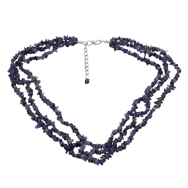Iolite Gemstone Chips Necklace, Color : Blue