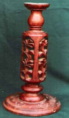 KE-04 Carved Wood Candle Stands, Style : Antique