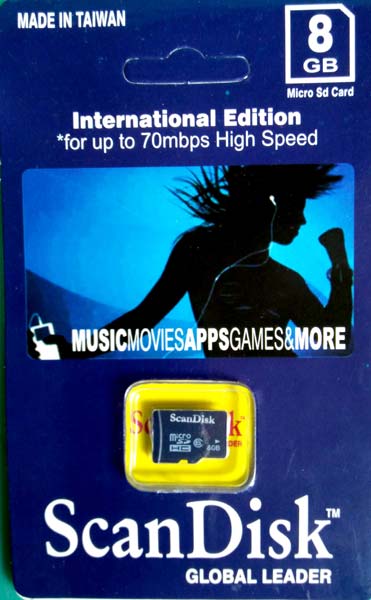 ScanDisk Memory Card 8GB, for Camera, Laptop, Mobile, Tablet, Feature : Durable, Eco Friendly