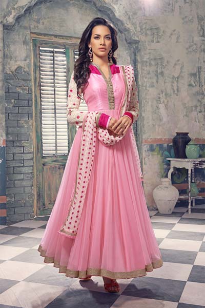 Patel Marketers baby pink net desiner  salwar suit pm-69