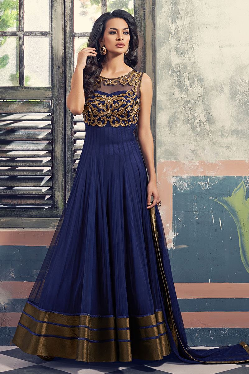Patel Marketers  Royal blue five star net desiner salwar suit pm-7