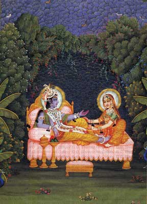 Krishna & Radha Sitting in Kunj  Painting
