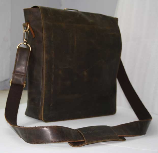 Antique Finish Leather Messenger Bag