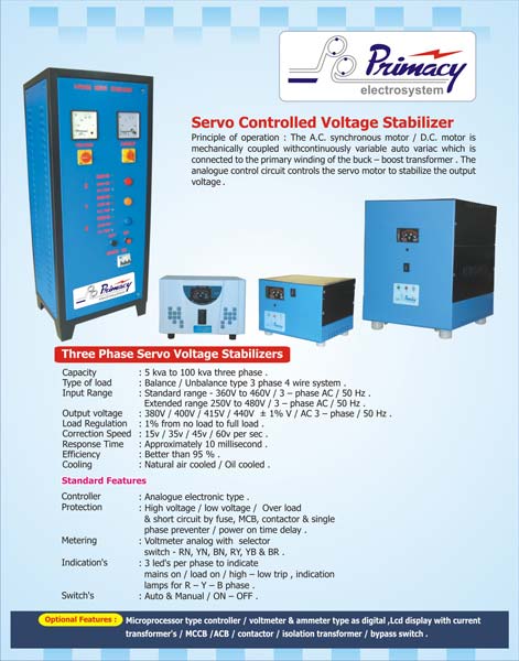 servo controlled voltage stabilizer