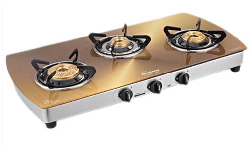 Toughened Glass with Metallic Gold Finish Cooktop