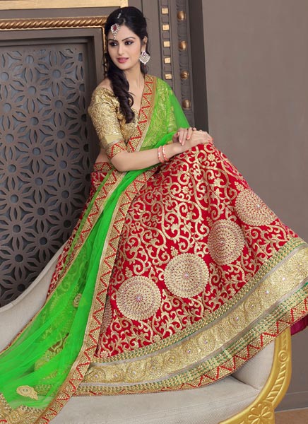 Remarkable Maroon and Gold Velvet Resham Embroidery Lehenga Choli