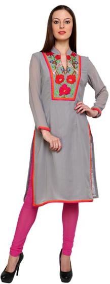 Vedikas Grey Faux Georgette Kurti