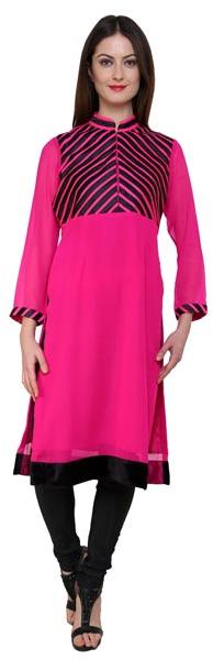 Vedikas Pink Faux Georgette Kurti