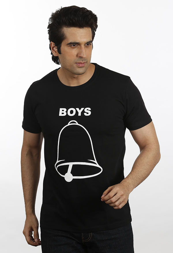 Men Black Ghanta Boy T shirt, Pattern : Printed