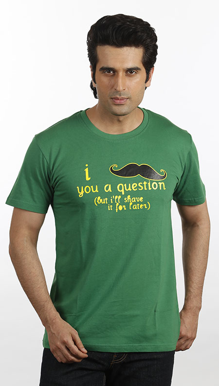 Men Green mustache t shirt