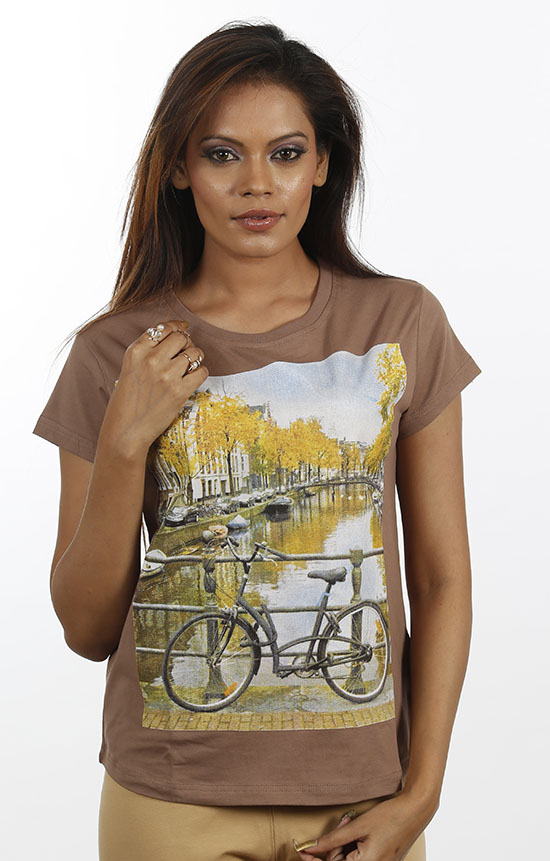 Women Brown Cycle t shirt