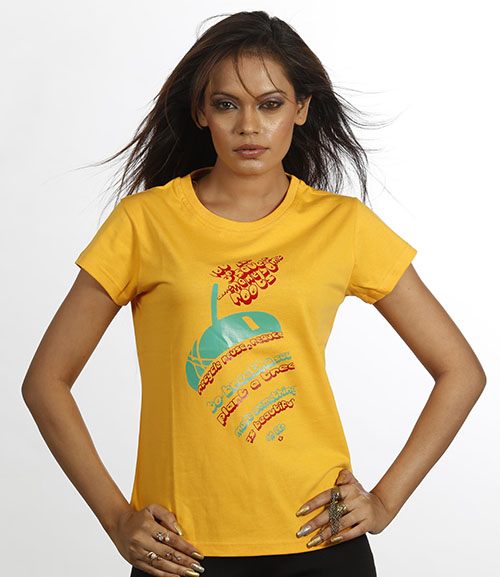 Women Yellow Apple T shirt