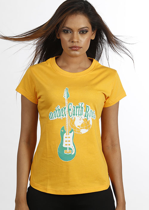 Women Yellow Guitar T shirt