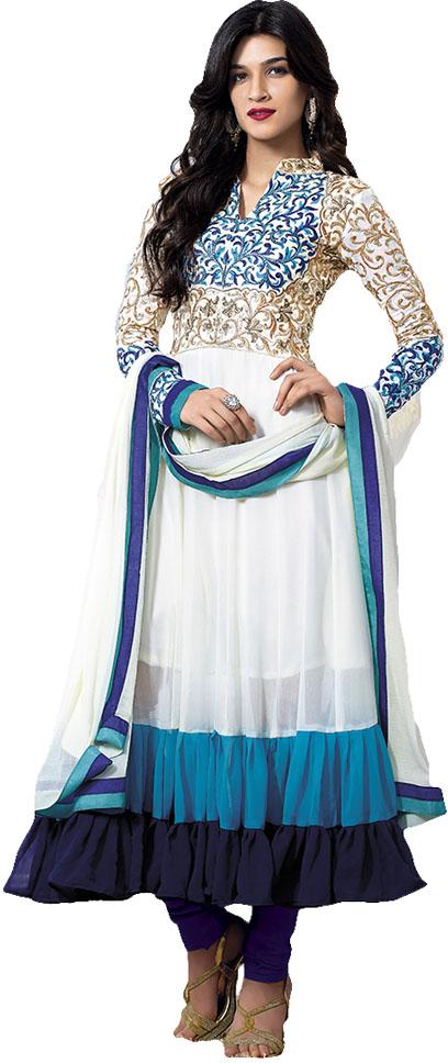 Awesome Fabrics Varun Anarkali Suit, Color : White