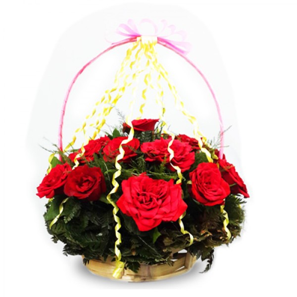 Rose Flowers Handle Basket