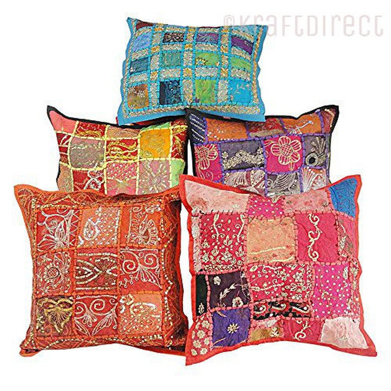Tie Dye, Floral Embroidered and Patchwork Pillow Covers
