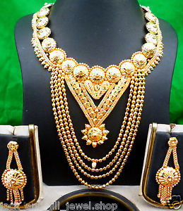 Gold plated long necklace set with best price