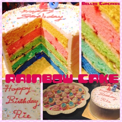 Rainbow 5 layer vanilla cake