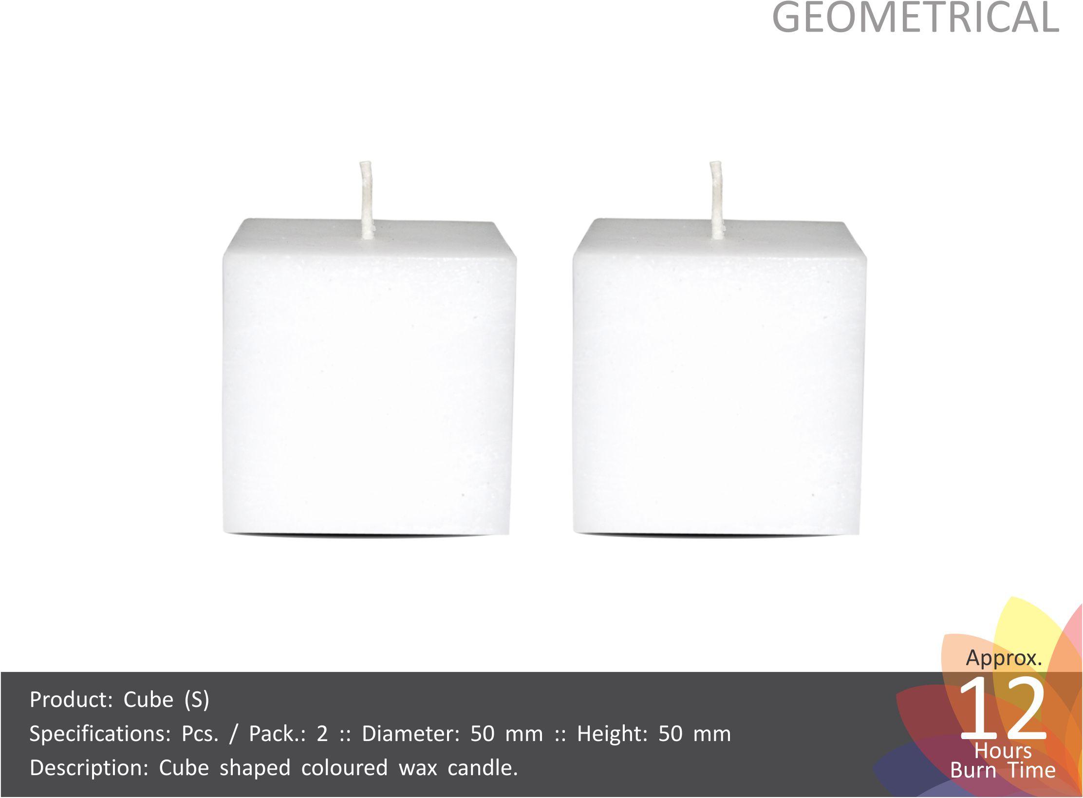 Square Paraffin Wax Cube Candle (S), Color : White