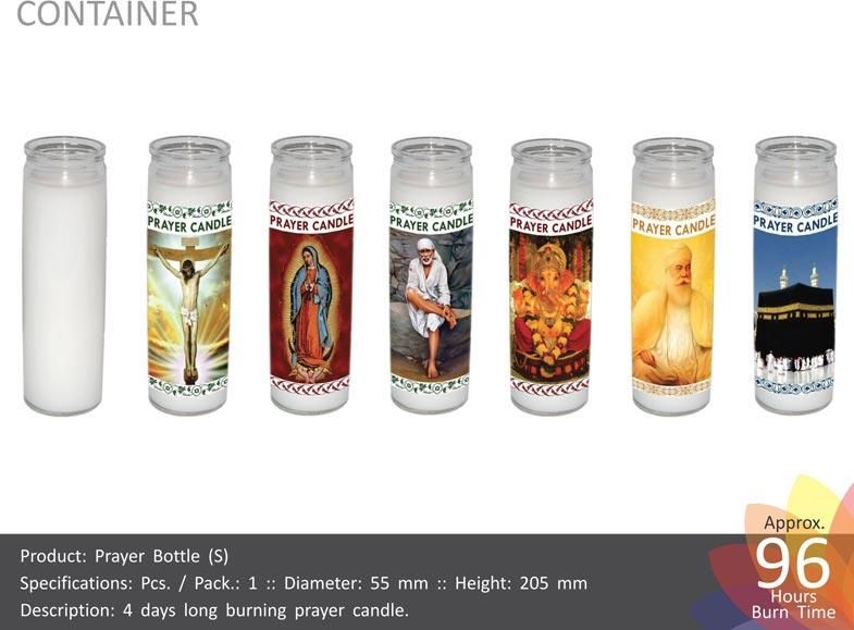 Round Paraffin Wax Prayer Bottle Candle (S), Color White at Rs 170