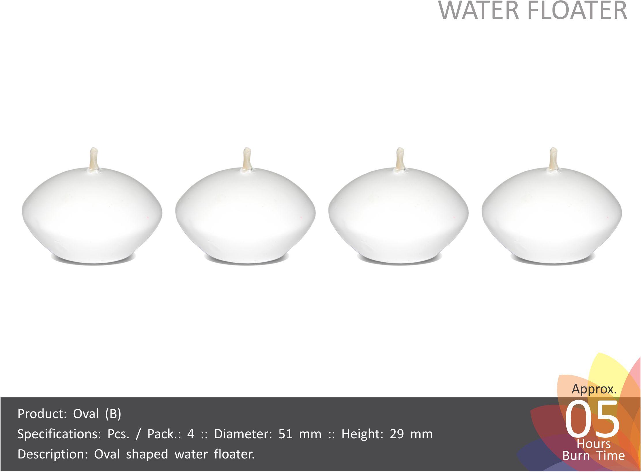 Round Paraffin Wax Water Floating Candle Oval-B, Color : Multi