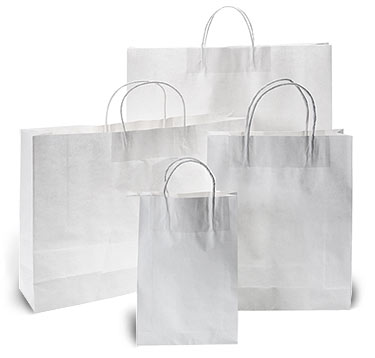 Quick Print! White Paper Bags with Twisted Handle