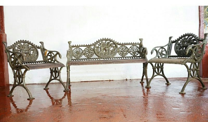 Polished Antique Iron Bench