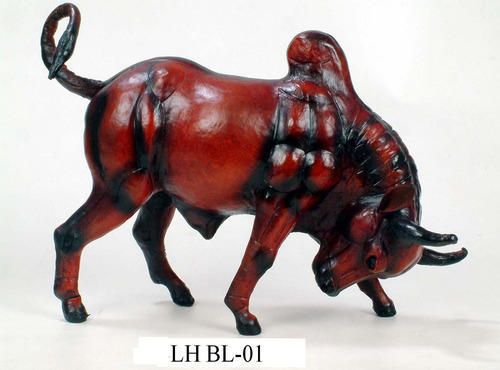 Leather Fighting Bull Statues