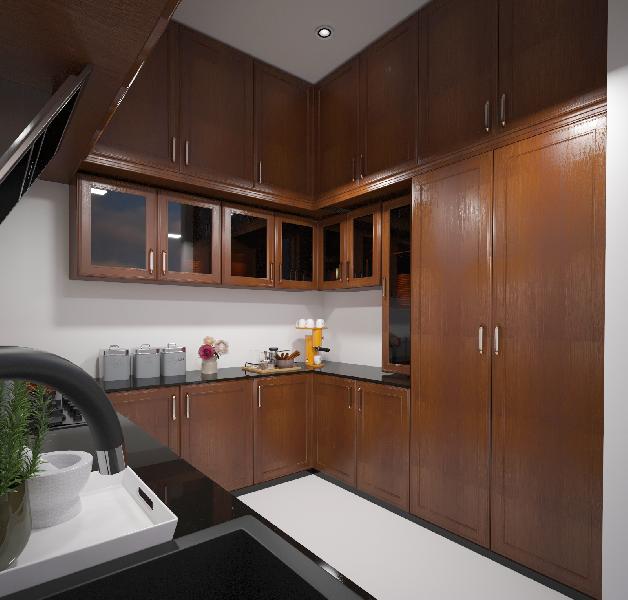 Polished Aluminium Modular Kitchen, Color : Brown