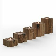 Wooden Square T-Light Candle Holders