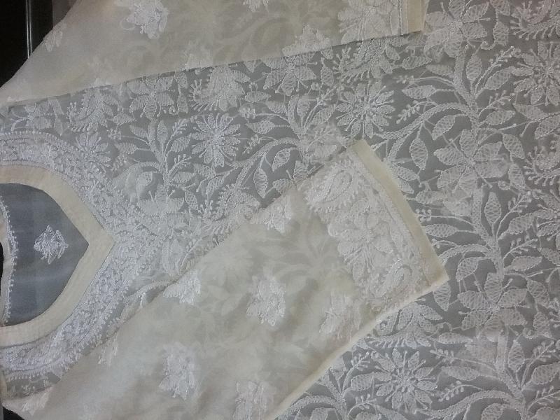 Chikan Embroidered Kurti Fabric