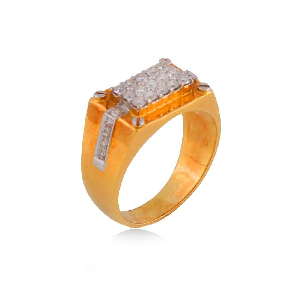 Charu Jewels Melancholy Diamond Gold Ring, Gender : Male