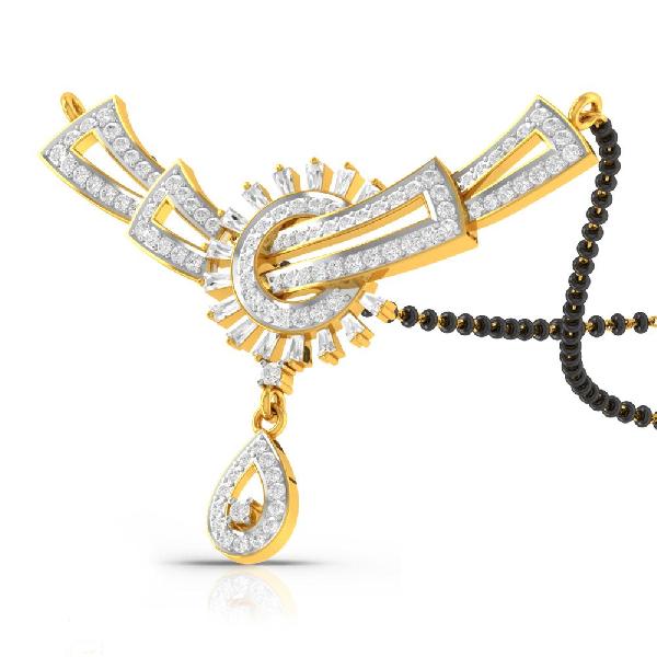 Charu Jewels Pruna Diamond Gold Mangalsutra, Gender : Female