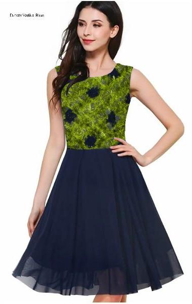 D-109 Vatika Blue Ladies Dress