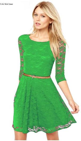 D-64 Rich Green Ladies Dress