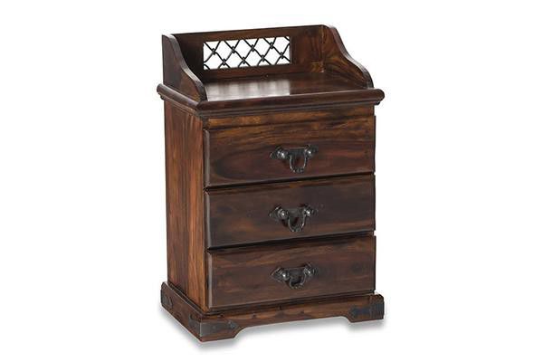 Sheesham Wood 3 Drawer Bedside Table (RHP-BEDSIDE-001)