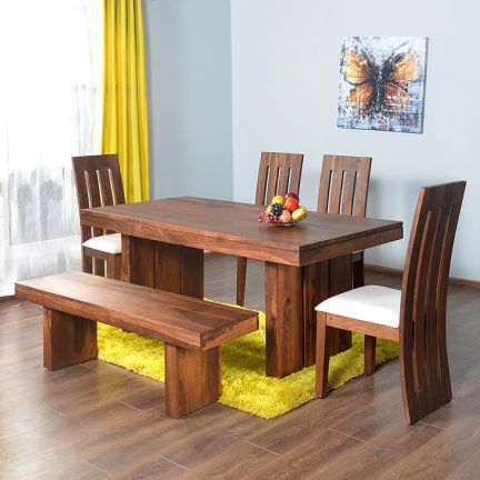 Acacia Wood Jodhpuri Dining Table Set (RHP-DINING-005)