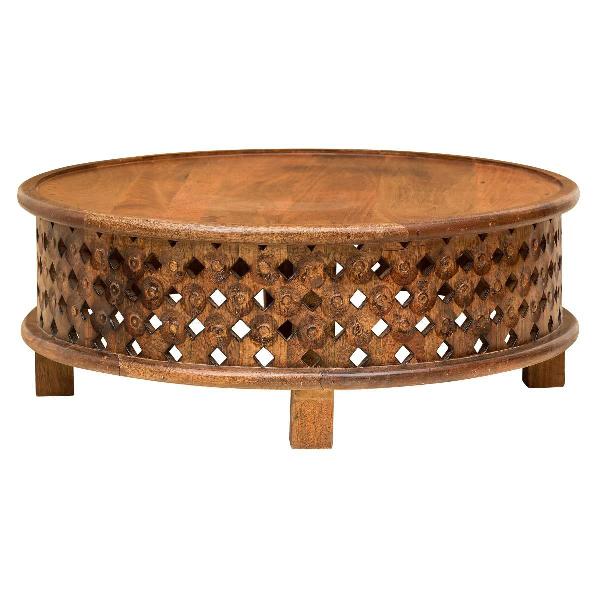 Teak Wood Round Lattice Coffee Table (RHP-COFFEE-06)