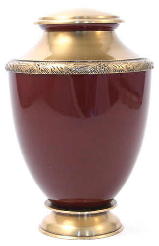 Brass Cremation Urn, Color : Brown Golden