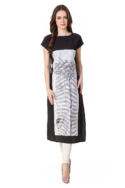 Crepe Kurti-6, Pattern : Printed, Color : White