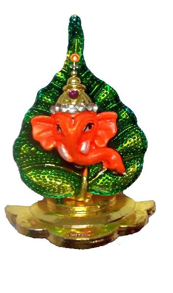 Green Leaf Ganesha Idol for Car Dashboard